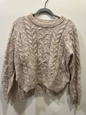 Heartloom Cable Knit Crew Sweater - Cream